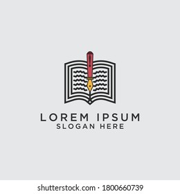 Educational Logo Templates. Book and pen Icon Vector.