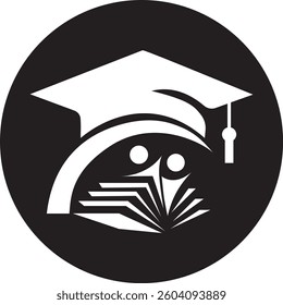 A Educational Logo vector art illustration with a book and Graduation cap icon
