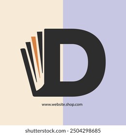 Logotipo educativo | Logotipo de Word D | Logo de páginas de libro