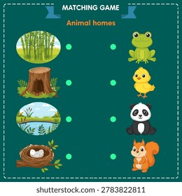 Educational matching game for children featuring animal homes and their respective animal residents