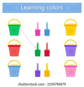 Educational material for kids. Learning colors. Preschool worksheet activity. Vector illustration.