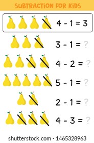 Educational Math Children Game. Subtraction For Kids.