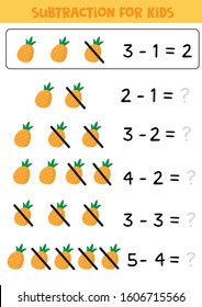 Educational Math Children Game. Subtraction For Kids. Math Worksheet.