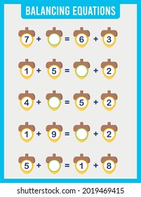 Educational math game for children. Addition for preschool children.