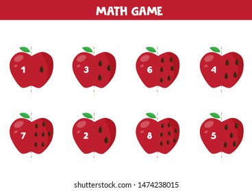 Educational math game for children. Worksheet.