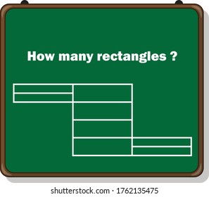 Educational Math Game. How Many Rectangles? Mathematical Puzzle.