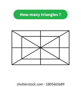 Educational math game. how many triangles? mathematical puzzle.