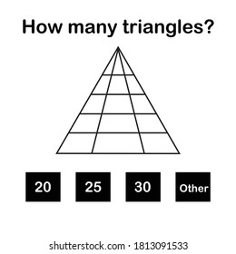 Educational math game. how many triangles? mathematical puzzle.