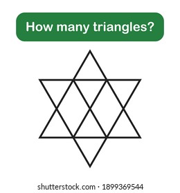 Educational math game. how many triangles? mathematical puzzle.