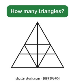 Educational math game. how many triangles? mathematical puzzle.