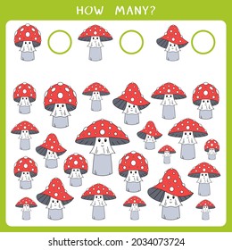 Juego educativo de matemáticas para niños. Cuenta cuántas setas y escribe el resultado. Hoja de cálculo del vector