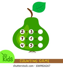  Educational a mathematical game. Counting Game for Preschool Children. Solve the examples in the picture and write the results in circles.
