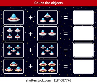 Educational mathematical game for kids with spaceship