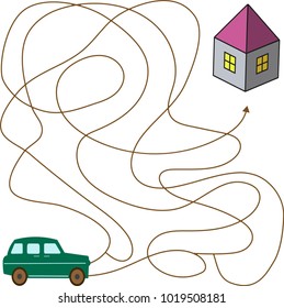 
 Educational a mathematical game.
Maze game for kids. Vector template page with game.
