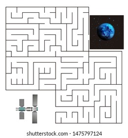 Educational  a mathematical logic game.
Maze game for kids.Find right way. Isolated simple square maze on white background. Vector template page with game.