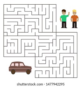 Educational  a mathematical logic game.
Maze game for kids.Find right way. Isolated simple square maze on white background. Vector template page with game.