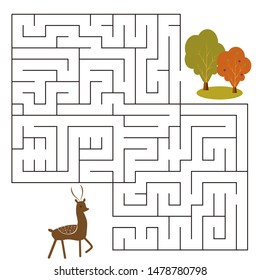Educational  a mathematical logic game.
Maze game for kids.Find right way. Isolated simple square maze on white background. Vector template page with game.