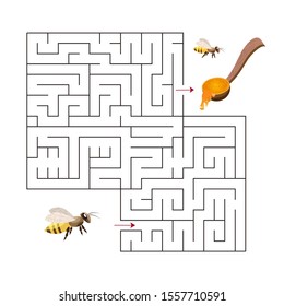 Educational  a mathematical logic game.
Maze game for kids.Find right way. Isolated simple square maze on white background. Vector template page with game.
