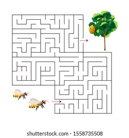 Educational  a mathematical logic game.
Maze game for kids.Find right way. Isolated simple square maze on white background. Vector template page with game.