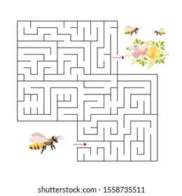 Educational  a mathematical logic game.
Maze game for kids.Find right way. Isolated simple square maze on white background. Vector template page with game.