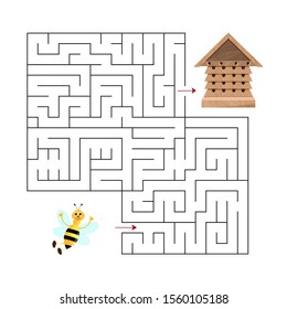Educational  a mathematical logic game.
Maze game for kids.Find right way. Isolated simple square maze on white background. Vector template page with game.