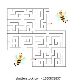 Educational  a mathematical logic game.
Maze game for kids.Find right way. Isolated simple square maze on white background. Vector template page with game.