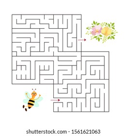 Educational  a mathematical logic game.
Maze game for kids.Find right way. Isolated simple square maze on white background. Vector template page with game.