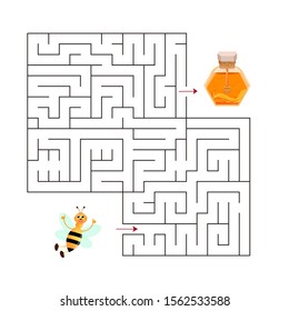 Educational  a mathematical logic game.
Maze game for kids.Find right way. Isolated simple square maze on white background. Vector template page with game.