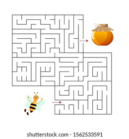 Educational  a mathematical logic game.
Maze game for kids.Find right way. Isolated simple square maze on white background. Vector template page with game.