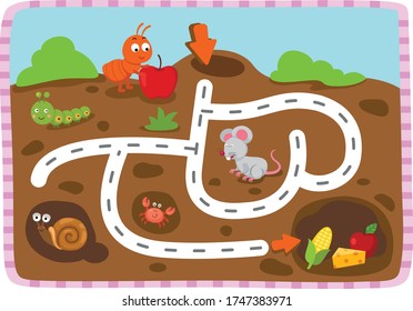 Educational maze game for children Illustration