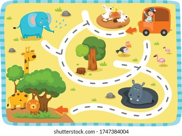 Educational maze game for children Illustration