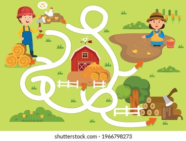 
Educational maze game for children illustration