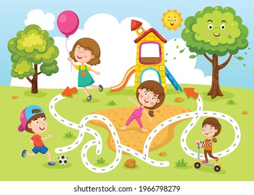 
Educational maze game for children illustration