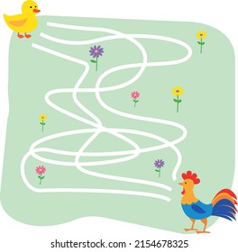 Educational maze game for preschool and school children. Find the right way. Cute cartoon character. Printable worksheet. Riddle entertainment and amusement. Kid’s  activities jigsaw with labyrinth. 