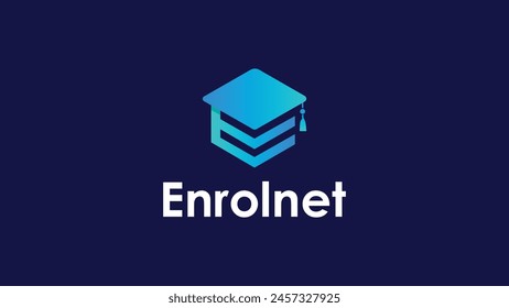 Educational Modern Logo Design with Gradient and Based on E and Graduate Hat