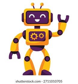 Educational modern toy robot with spring arms vector illustration on white background