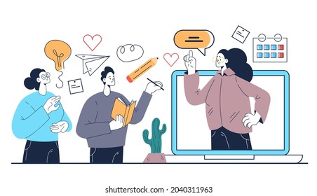 Educational online web seminar tutorial abstract illustration concept