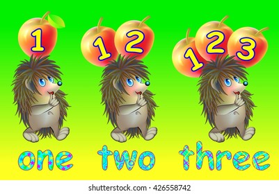 Educational page for children with number 3. Developing skills for counting. Vector image.