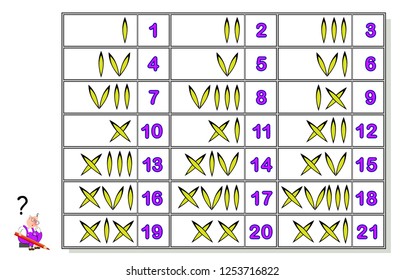 Educational page for children to study Roman numerals. Developing skills for counting. Back to school. Vector cartoon image.