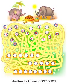 Educational page with exercises for study English words. Need to draw the lines and write the letters in relevant circles. Vector image.