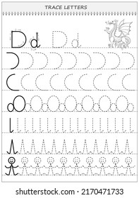 Educational page on line for kids. Black and white printable worksheet for children school textbook. Developing writing and tracing skills. Sheet for online education. Back to school. Vector image.