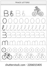 Educational page on line for kids. Black and white printable worksheet for children school textbook. Developing writing and tracing skills. Sheet for online education. Back to school. Vector image.