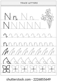 Educational page on line for kids. Black and white printable worksheet for children school textbook. Developing writing and tracing skills. Sheet for online education. Back to school. Vector image.