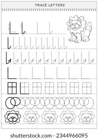 Educational page on line for kids. Black and white printable worksheet for children school textbook. Developing writing and tracing skills. Sheet for online education. Back to school. Vector image.