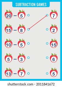 Educational page for young children on addition and subtraction. Printed worksheet for children's math textbooks. Solve examples and write the numbers. Workbook. Mathematics education.