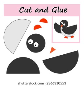Educational paper game for kids. Cut parts of the image and glue on the paper. DIY worksheet. Vector.