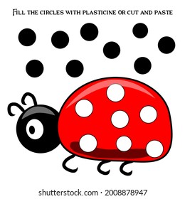 Educational paper game for preschoolers development. Cut out parts of the image and glue on paper or fill in the white spots with plasticine