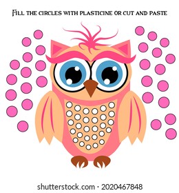 Educational paper game for preschoolers development. Cut out parts of the image and glue on paper or fill in the white spots with plasticine