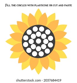 Educational paper game for preschoolers development. Cut out parts of the image and glue on paper or fill in the white spots with plasticine