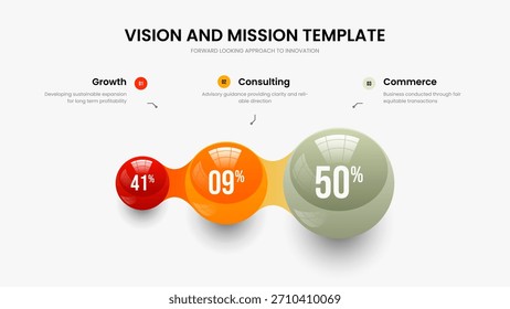 Educational Performance Three Option Diagram Slide Layout. Creative Insight 3 Step Graph Presentation Design. Marketing Showcase Slideshow Template Vector Illustration.